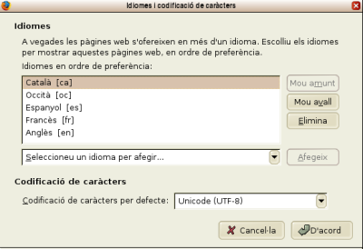 Tria idiomes al Firefox