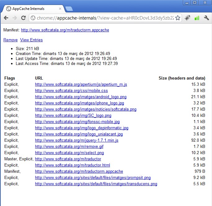 Clean appcache in Chrome