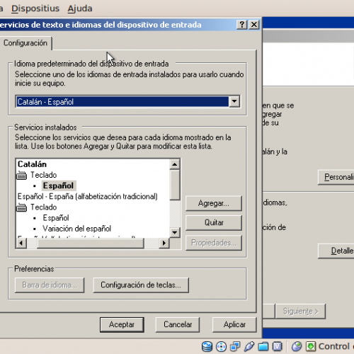 Configuració llengua instal·lació Windows XP